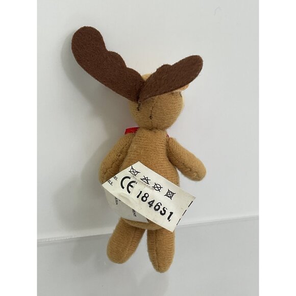Mini Mattel Reindeer Plush Toy With Brown Antlers & Red Bow - Picture 3 of 4